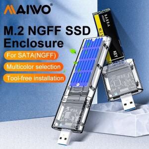 MAIWO M.2 SATA NGFF SSD 케이스 to USB 3.0 Gen 1 5Gbps 고속 인클로저 2230 2242 2280mm용
