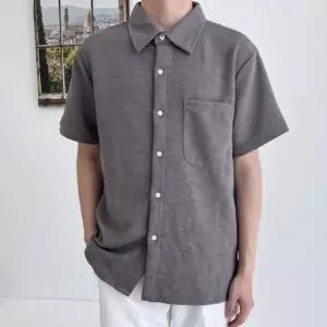 [골드스마일]여름용 남성 반팔 스트라이프 포켓 셔츠 남자 캐주얼 반팔 남방