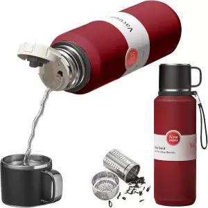 젠들타이 스테인리스 스틸 단열 티 인퓨저 병 진공 물병 별도의 차 칸이 있는 텀블러 24시간 출퇴근 여행용