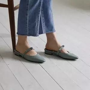 [엄지척]국내제작 뾰족코 발등 스트랩 메리제인 뮬 슬리퍼