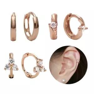 14K 금 귀찌 큐빅 로즈골드 링 피어싱 귀걸이 4종 택1 W5D02FC