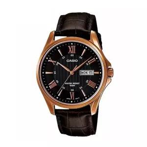 [신세계라이브쇼핑]카시오 MTP-1384L-1A 남성 라운드 아날로그 가죽 손목 시계