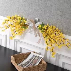 개나리 조화 가랜드 봄의인사 A 72cm 인테리어 꽃 벽장식 벽걸이 현관 문