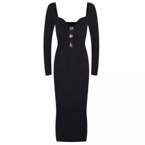 스퀘어넥 버튼 니트 롱원피스 슬림핏 하객룩 2color (WFKJFUU)