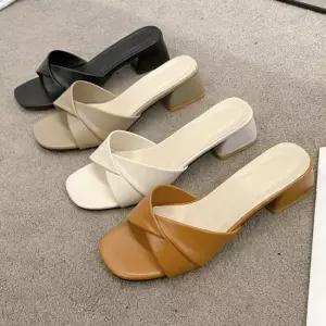 데일리 꼬임 스트랩 미들굽 슬리퍼 샌들 여성샌들 미들힐 슬리퍼샌들 꼬임샌들 여름신발