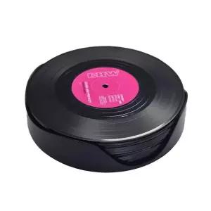 티 레트로 레코드 컵 코스터 보관홀더 컵받침 12P LP