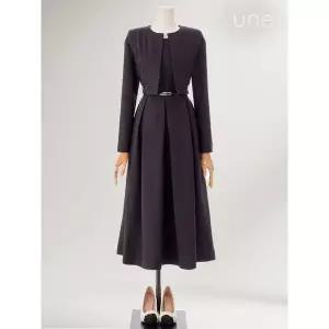 [하프클럽/윈]UNE자켓레이어드 맞주름원피스