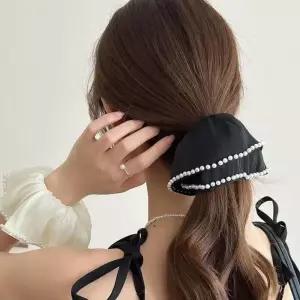 여자 대형 데일리 진주 쉬폰 빅사이즈 헤어슈슈