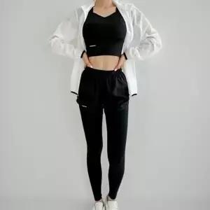 여성용 스판 레깅스와 크롭탑 치마 세트 운동복