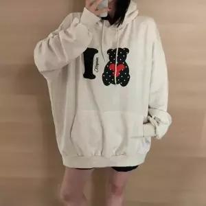여성 귀여운 곰 프린트 가을 오버사이즈 후드 티셔츠