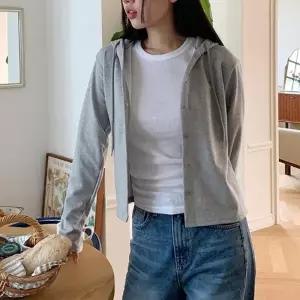 후드점퍼 단추가디건 봄자켓 슬림핏 여성캐쥬얼