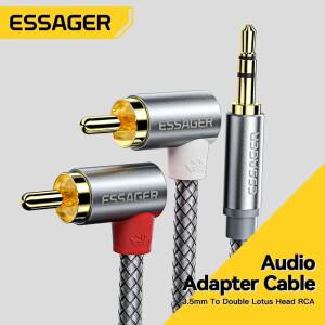 에세이저 90 ° RCA 케이블 잭 3.5mm ~ AUX 오디오 스테레오 TV PC 증폭기 용 남성 분배기 DVD 헤드폰 스피