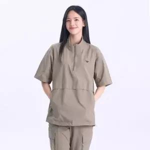 여자 하이넥 반팔 바람막이 스트링 아노락 상의