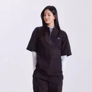 여자용 하이넥 반팔 스트링 아노락 바람막이