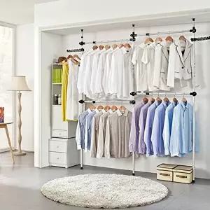 고품질 슈마켓 스마트홈 UPGRADE 행거 4단 옷집게 원목옷걸이 옷정리 플라스틱옷걸이 행거걸이 WFISFCX