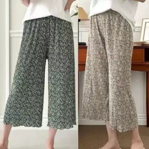 아이스 밴딩팬츠 데일리 여름 8부 클래식 냉감 촌캉스 꽃무늬바지 여름쿨링팬츠