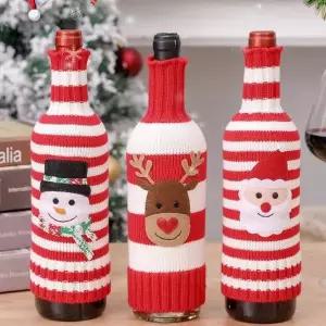 [골드스마일]크리스마스 와인 보틀 커버 4종 양말 장식 와인병 싸개 니트 꾸미기