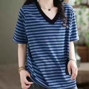 스트라이프 KHJ06 드레스허그 브이넥 스트라이프브이