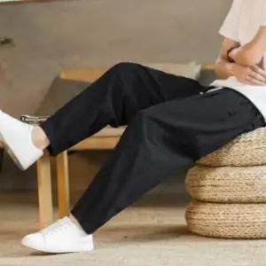 [셀러에이드]남성용 여름용 린넨 밴딩 9부 캐주얼 반바지 팬츠