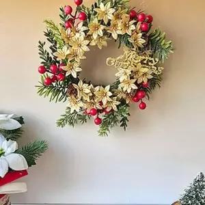 [골드스마일]크리스마스 포인세티아 장식 리스 가렌더 벽걸이 인테리어 조화