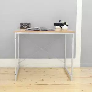 깔끔책상 업무용 80cm 흰색바디 우드상판 작업테이블 작업대 간이 간이작업대 아시바 목공