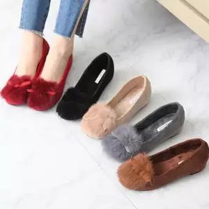 키높이 웨지힐 리얼토끼털 리본 속굽플랫슈즈 여성단화 여자단화 털신발 털신