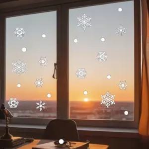 14종 크리스마스 창문 눈꽃 스티커 유리에붙이는 눈결정체스티커 창스티커 겨울 데코