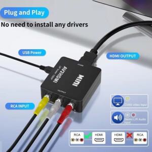 1080P RCA AV-HDMI 호환 어댑터 변환기 AV2HD 오디오 비디오 케이블 USB 케이블이 CVBS AV