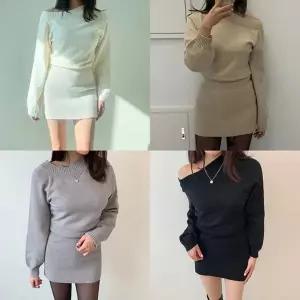 데어립스원피스 니트 원숄더 긴팔 미니 슬림이너 튼튼 (KYR-WFHGYHE)