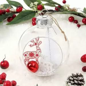 Jdt 스노우 투명 장식볼 12cm 눈꽃루돌프트리액세서리 소품 트리볼 크리스마스 악세사리