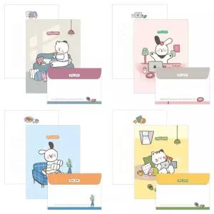 몽 포트 편지지 20개메세지 기념 문구용 용지 종이 팬시 디자인 봉투세트 손편지 감사 축하