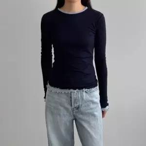 에투르 프릴 티 슬림 티셔츠 레이어드 (국내제작) 흰색티셔츠