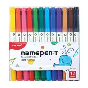 모나미 네임펜T 12색 트윈닙 유성펜 양방향 네임펜 T 마카