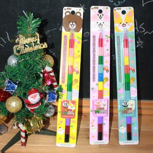 [날쌘거북이] 애니멀스토리 12색 키다리 블럭 색연필 어린이집 유치원 생일 선물 답례품