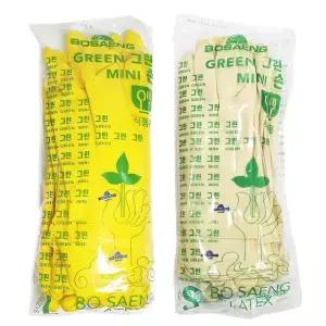 보생 미니 고무장갑 그린 S M L 단미니 손목짧은고무장갑 10켤레