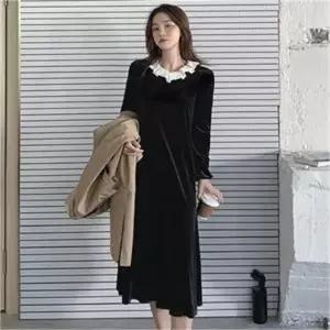 [오노마] ONM 벨벳 원피스 롱원피스 포인트 프릴카라 데이트룩 (S8055861)