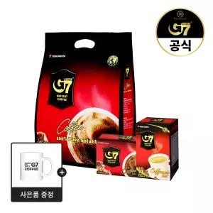 G7커피 퓨어블랙 2g x 200개입 + 퓨어블랙 15개입 + 3in1 10개입 + G7 머그컵 구성