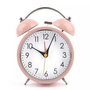 빅벨 저소음 알람시계 핑크색 강력한 해머벨 탁상시계 시끄러운 자명종