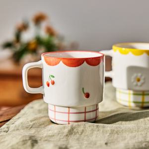 모던하우스 어썸데이 스태킹머그 체크체리, 310ml