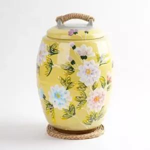 [텐바이텐]분청 노랑 목단 쌀독 10kg 소금단지 현관 소금항아리