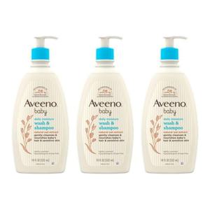 (3팩 구성)Aveeno 아비노 베이비 데일리 모이스처 젠틀 바스 워시 & 샴푸 532ml