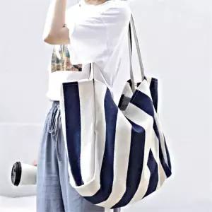 [셀러허브][라일리] Rly 여행가방 빅 쇼퍼백 수납 캔버스백 스트라이프 백 (S9508013)