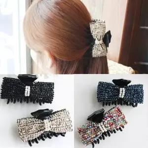 레인걸 스팽글 리본 헤어집게핀 머리핀(A6009)