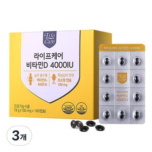 라이프케어 비타민D 4000IU 18g 3개