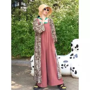 [하프클럽/앞머리]내추럴 썸머 리프 롱 로브 카디건n0621