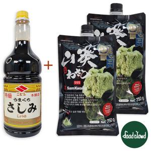 니비시 사시미 간장 소유 1.8L+삼광 999 생와사비 (750g x 2개)