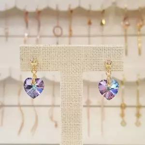 14k자수정하트 드롭귀걸이(GF235)