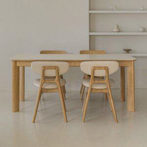 [아이엔지홈]알베로 세라믹 원목 식탁 1600 세트 (의자4) 2colors