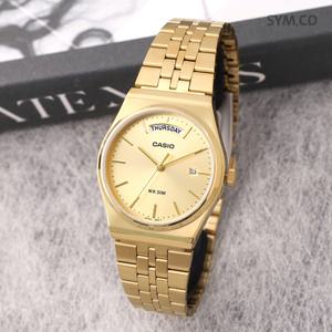 카시오 남성 빈티지 캘린더 골드 메탈 시계 MTP-B146G-9A c156