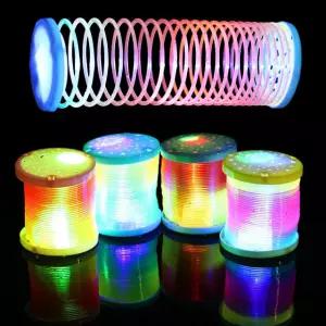 슬링키 용수철 장난감 스프링 무지개 링 놀이 레인보우 칼라링 LED 불빛 묘기 매직